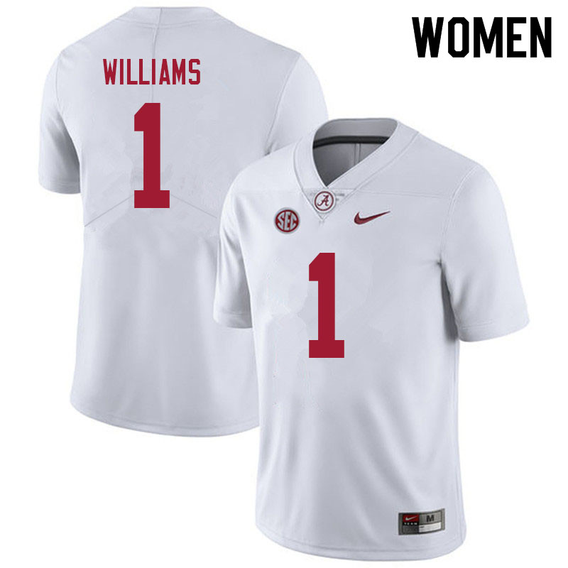 Alabama Crimson Tide Women's Jameson Williams #1 White NCAA Nike Authentic Stitched 2021 College Football Jersey BF16Z10NY